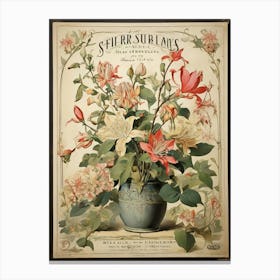 Spring Floral French Poster Honeysuckle Art Print 4 Canvas Print