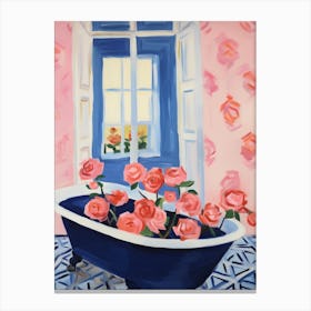 A Bathtube Full Of Rose In A Bathroom 3 Canvas Print