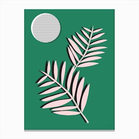 Palm Leaves in Moonlight Canvas Print