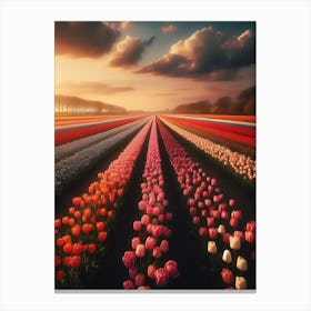 Tulip Field At Sunset 7 Canvas Print