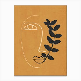 Abstract Face In Ochre Canvas Print