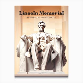 Lincoln Memorial Washington United States Statue Monument Modern Travel Illustration Canvas Print