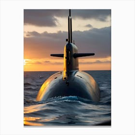 Submarine At Sunset -Reimagined 3 Canvas Print