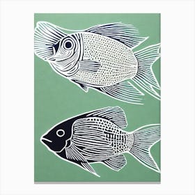 Angelfish II Linocut Canvas Print