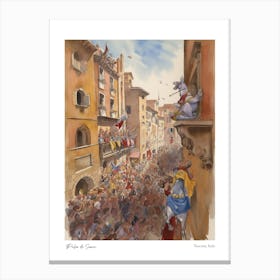 Palio Di Siena, Tuscany, Italy 1 Watercolour Travel Poster Canvas Print