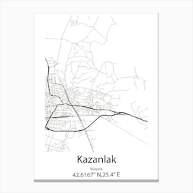 Kazanlak,Bulgaria Minimalist Map Canvas Print