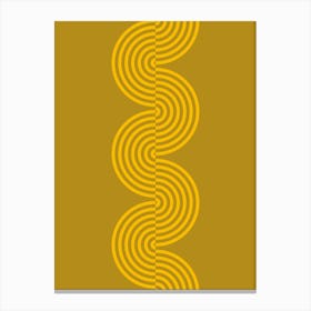 Groovy Waves In Warm Yellow On Mustard Canvas Print