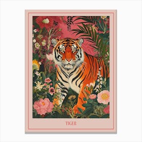 Floral Animal Painting Tiger 1 Poster Canvas Print