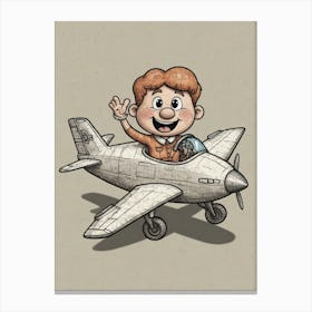 Boy Flying A Plane Canvas Print