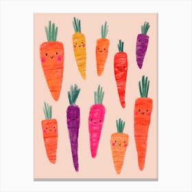 Happy Veg Cheerful Carrots Canvas Print