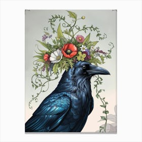 Crow botanical flower beauty 1 Canvas Print