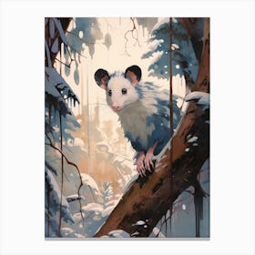 Winter Opossum 3 Illustration Canvas Print