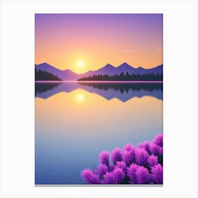 Sunset Over The Lake Canvas Print