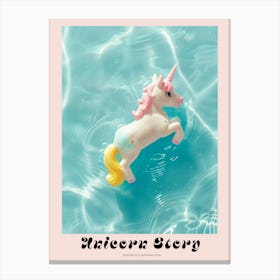 Toy Unicorn In A Swimming Pool Poster Canvas Print