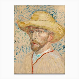 Self Portrait With A Straw Hat (1887), Vincent Van Gogh 1 Canvas Print