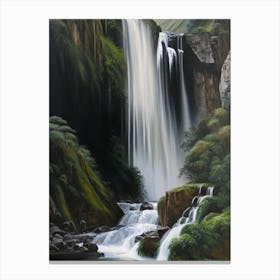 Sutherland Falls, New Zealand Peaceful Oil Art  Canvas Print