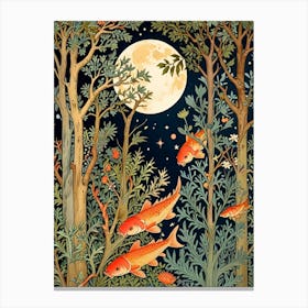 William Morris Fish In The Moonlight Canvas Print