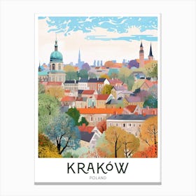 Krakow, Poland Maximalist Travel Poster Vibrant Colour  Canvas Print