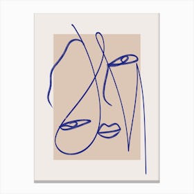 Abstract Blue Line Art Canvas Print