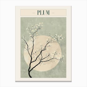Plum Tree Minimal Japandi Illustration 1 Poster Canvas Print