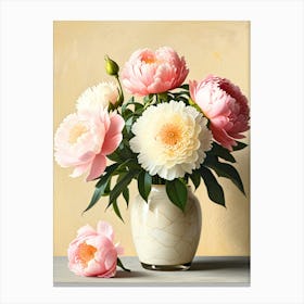 Peonies In A Vase 2 Canvas Print