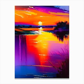 Sunset Over River Waterscape Bright Abstract 1 Canvas Print