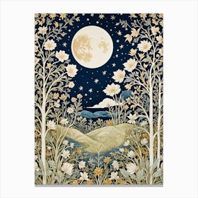 Floral Full Moon Canvas Print