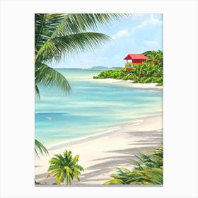 Grande Anse Des Salines, Martinique Contemporary Illustration   Canvas Print