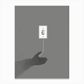 Hand Holding A Light Switch Canvas Print