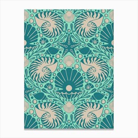 Shell Damask Canvas Print