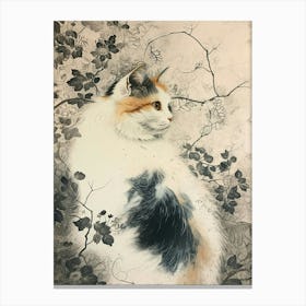 Turkish Angora Cat Japanese Illustration 2 Canvas Print