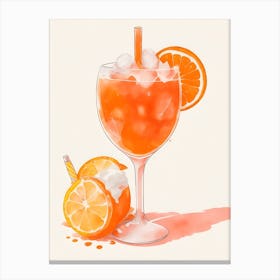 Aperol With Ice And Orange Watercolor Vertical Composition 32 Canvas Print