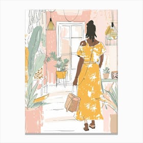 Illustration Of A Woman In A Yellow Dress Canvas Print