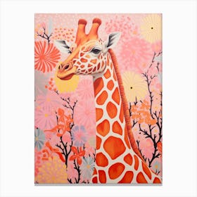 Pink Giraffe Pattern Portrait 1 Canvas Print