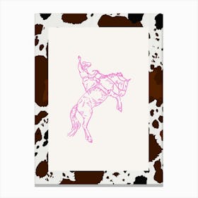 Hot Pink Cowboy Line Drawing Canvas Print