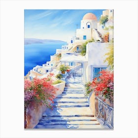 Tranquil Terrace: Mediterranean Hotel Wall Print Canvas Print