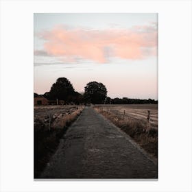 The Pink Country Road Sunset Netherlands Nature Canvas Print