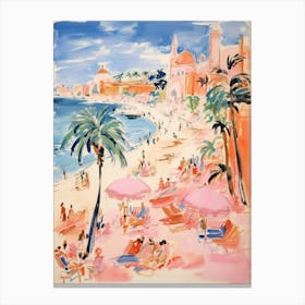 Salento, Puglia   Italy Beach Club Lido Watercolour 3 Canvas Print