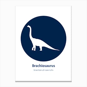 Dinosaur Brachiosaurus Blue Nursery Canvas Print