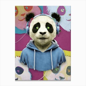 Panda Bear With Headphones 4 Canvas Print