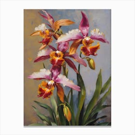 Phaius Orchids Oil Painting 1 Canvas Print