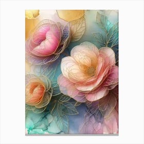 Watercolor Roses Canvas Print