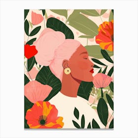 Black Girl With Flowers 4 Canvas Print