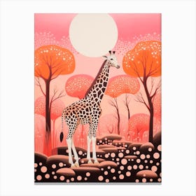 Giraffe In The Trees Cute Pink Patterns 4 Canvas Print