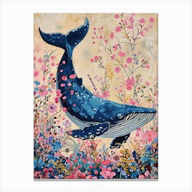 Floral Animal Painting Blue Whale 1 Canvas Print