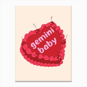 Gemini Baby Zodiac Cake Canvas Print