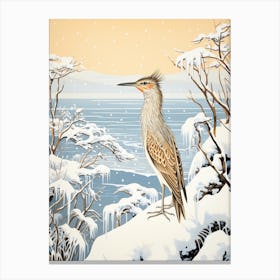 Winter Bird Painting Roadrunner 1 Canvas Print