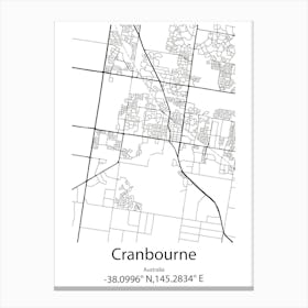 Cranbourne,Australia Minimalist Map Canvas Print