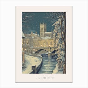 Vintage Winter Poster Bath United Kingdom 4 Canvas Print