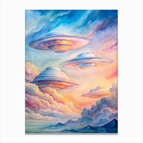 A Glowing Poster Of Lenticular Clouds Stacked Like Canvas Print